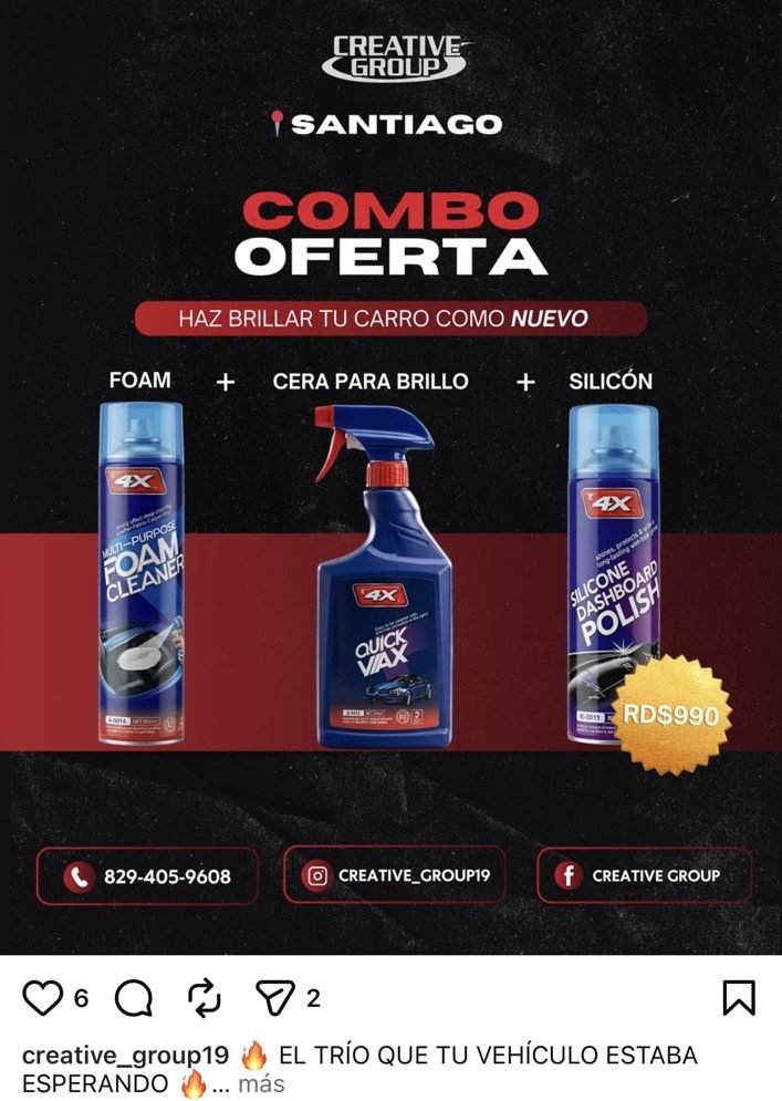 Combo de productos para brillo automotriz